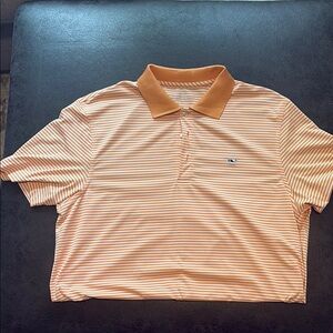 Men's Orange Striped Polo Shirt